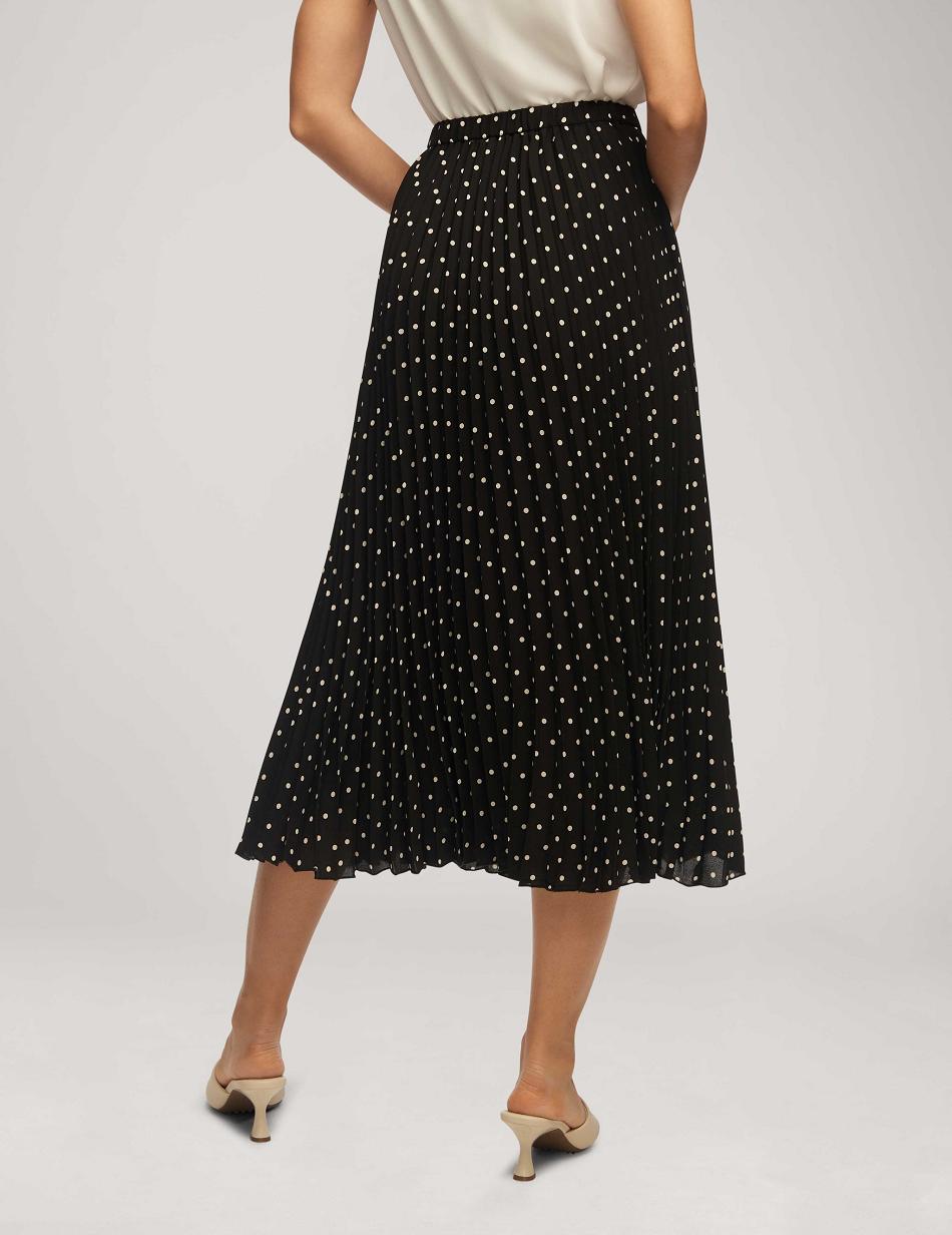 Meilleures ventes Anne Klein Polka Dot Chiffon Pull On Plissé Skirt Blanche Noir Femme | CAG-2224551